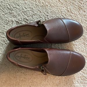Brown Clarks Collection Slip-On Clogs